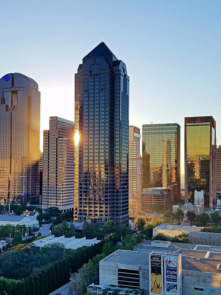 The Dallas skyline over the Arts District
