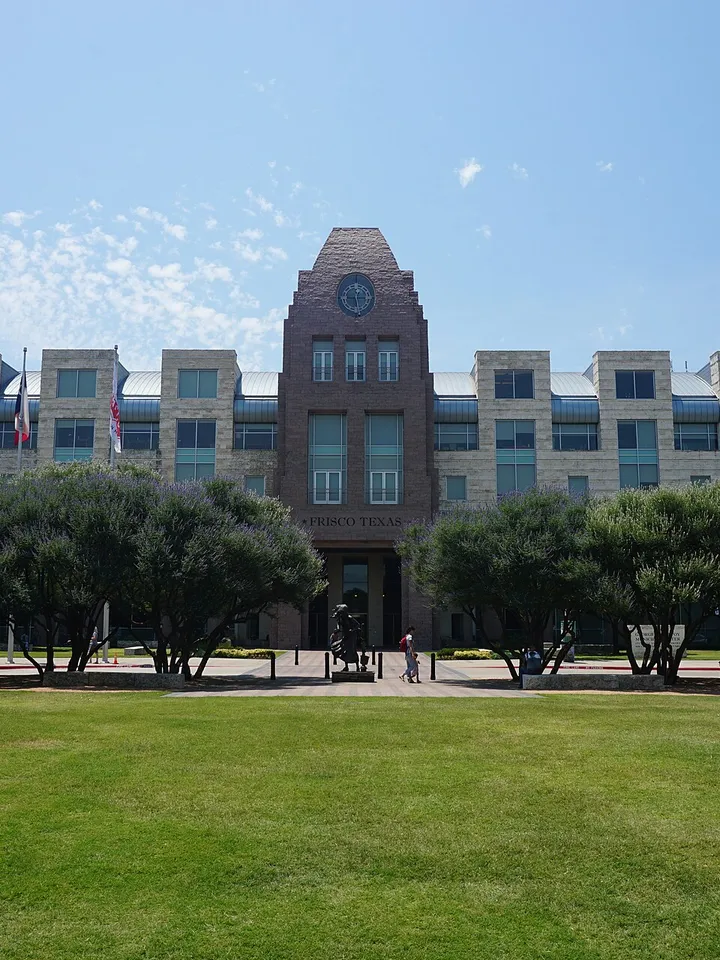 The Frisco municipal center and its lawn