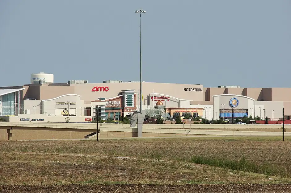 Stonebriar Centre in Frisco seen from across the road, with the AMC and Nordstrom entrances